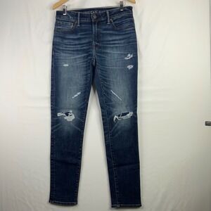 American Eagle Mens Athletic Skinny Jeans Blue Distressed Ripped Denim Stretch